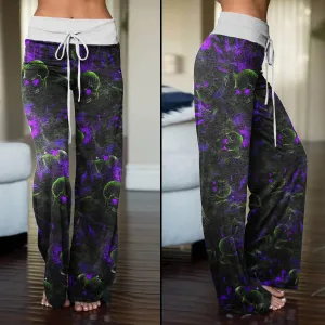 Skull Eye Purple Pajama Pants Print Palazzo Lounge