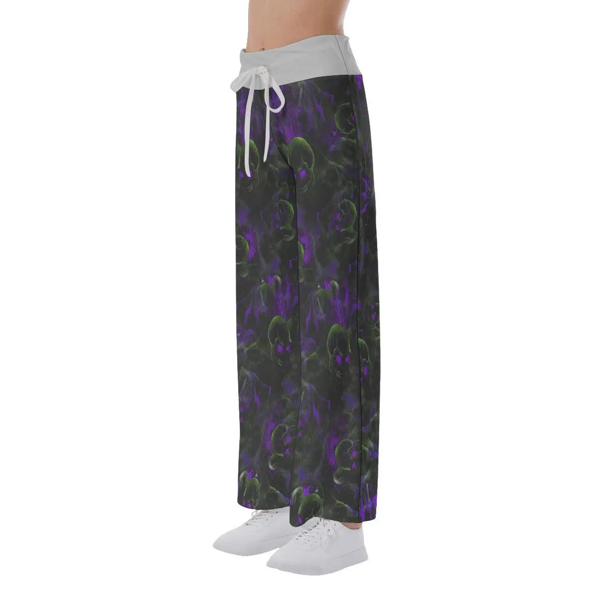 Skull Eye Purple Pajama Pants Print Palazzo Lounge