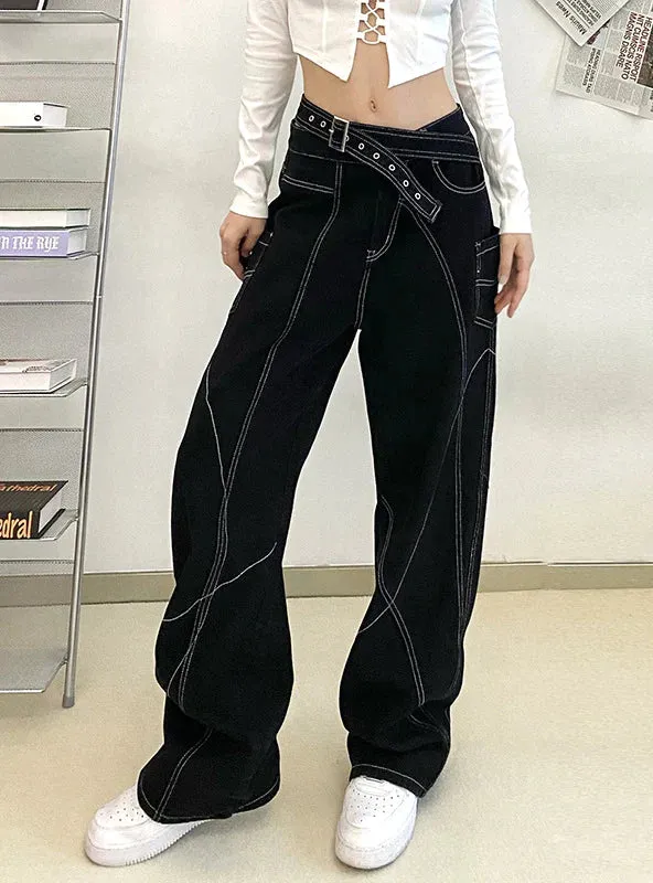 TastyHottie - LOOSE WIDE LEG LOW WAIST JEANS PANTS