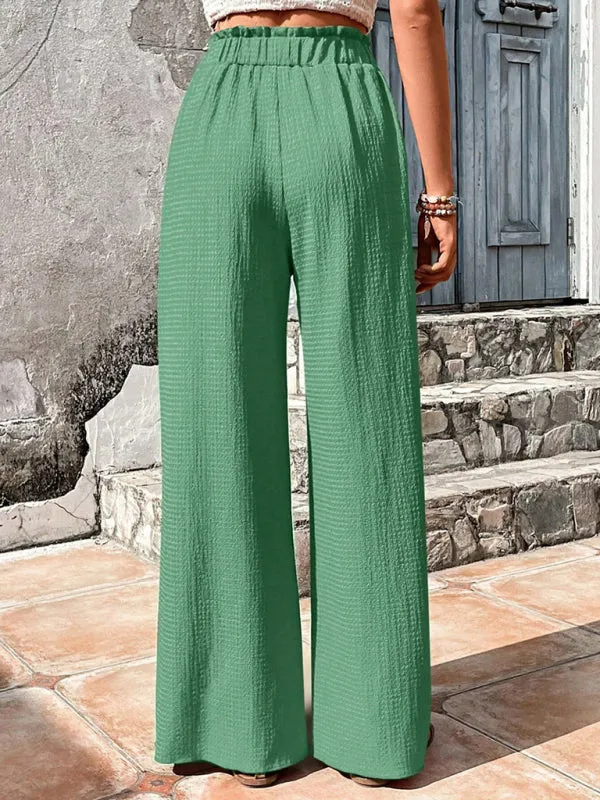 Textured High-Waist Palazzo Flared Pants