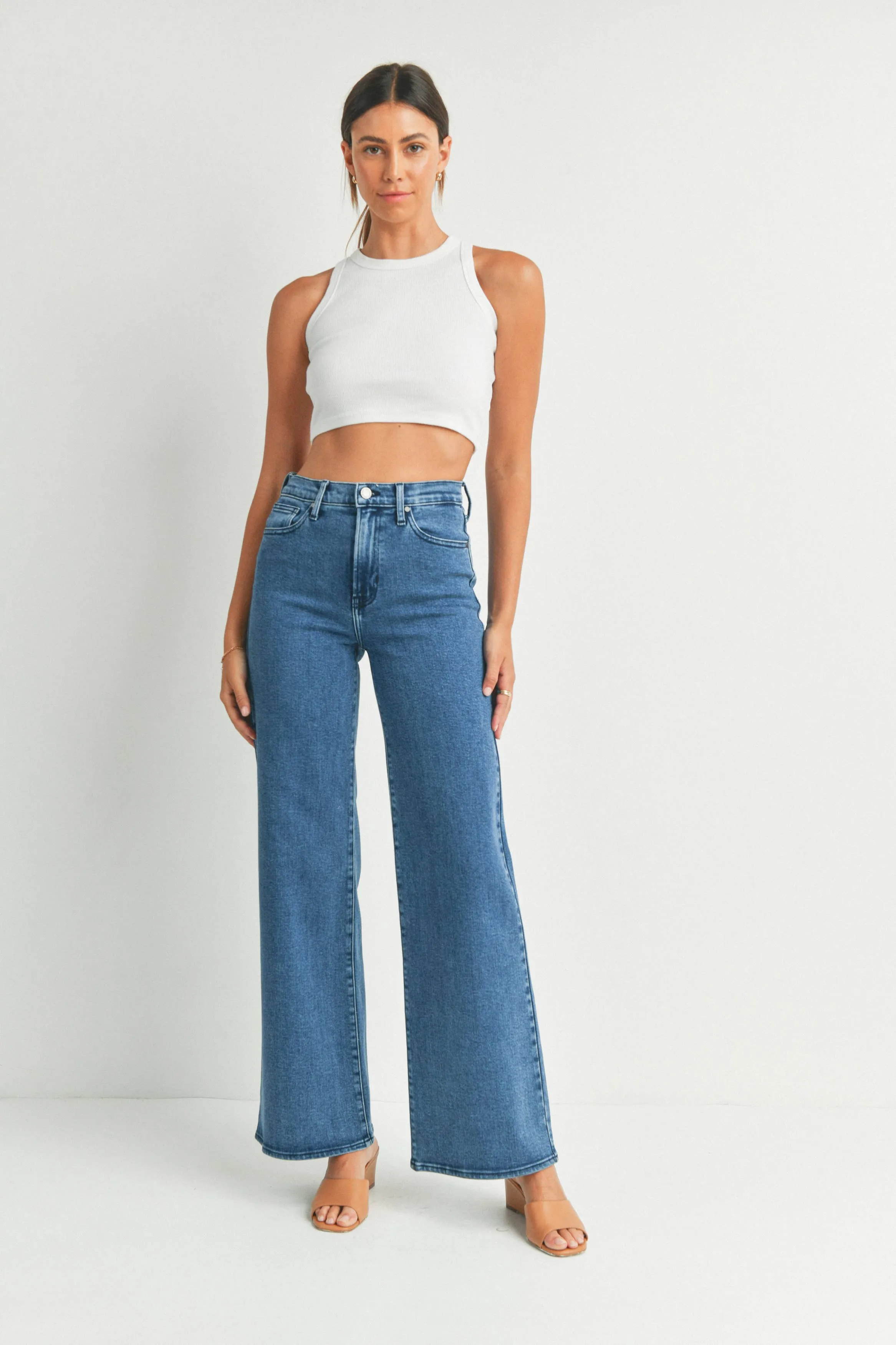 Wide Leg Palazzo-Style Denim