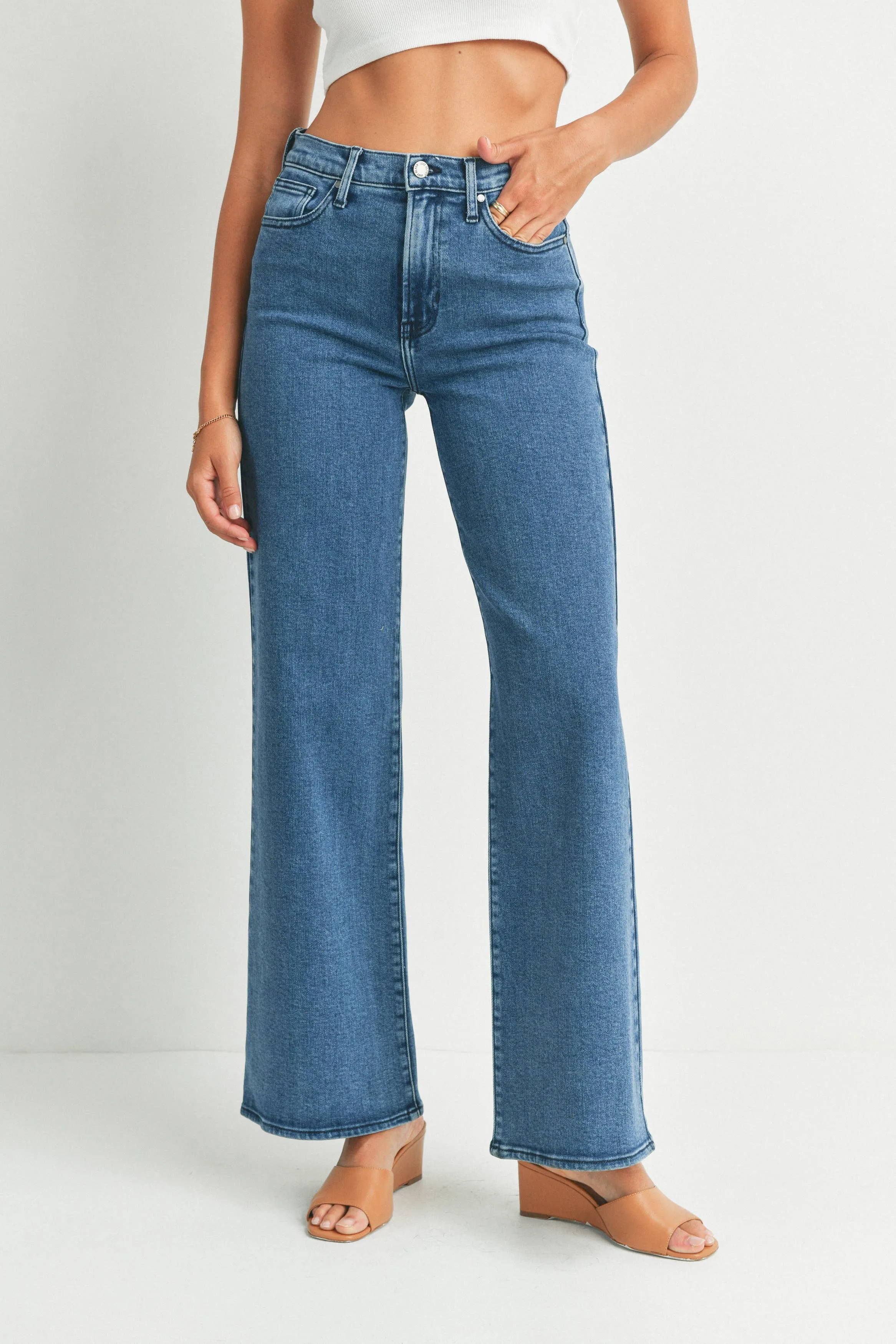 Wide Leg Palazzo-Style Denim