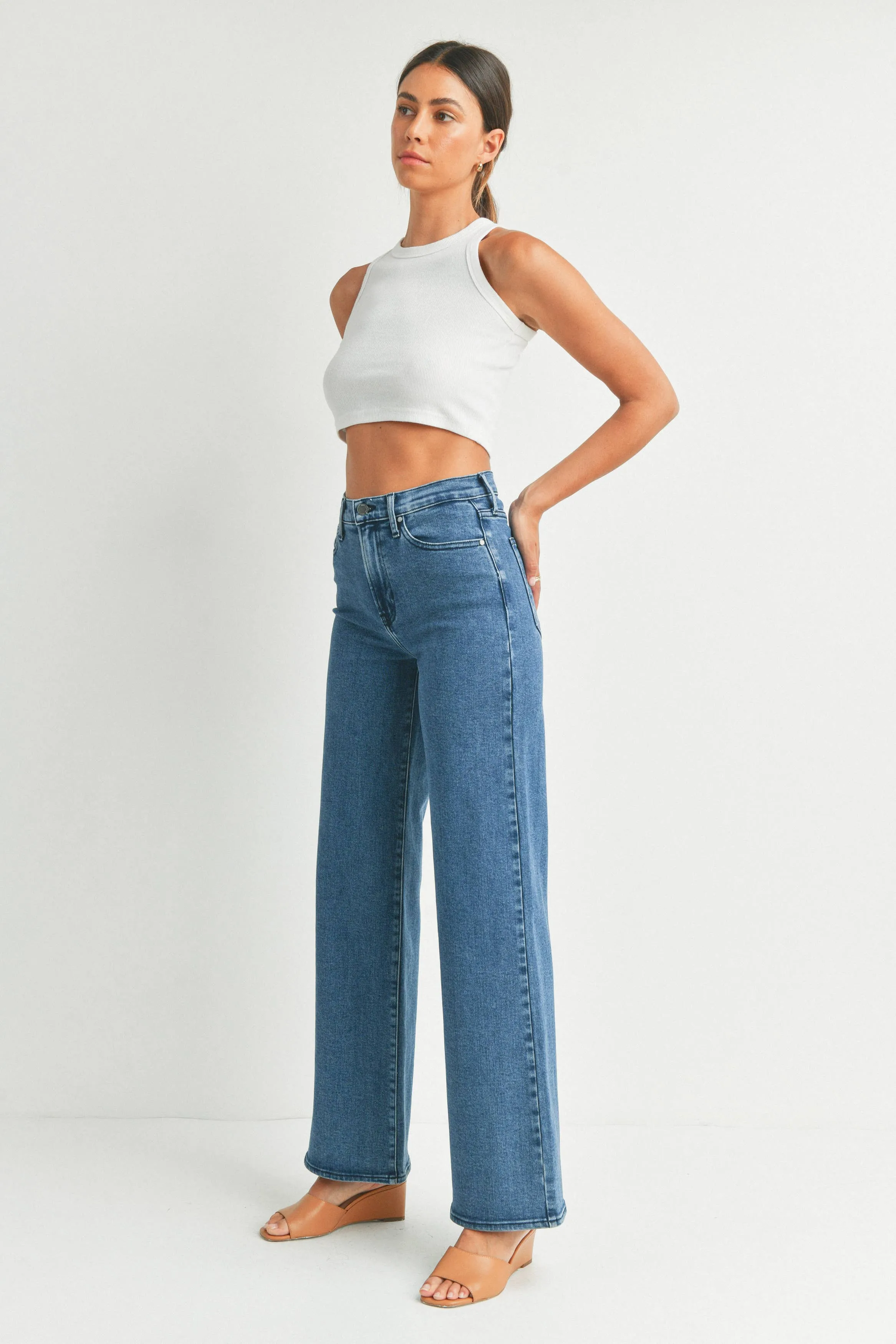 Wide Leg Palazzo-Style Denim