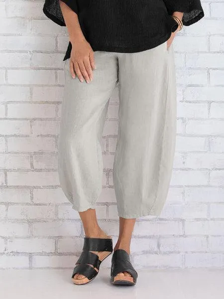 Women Wide Leg Cotton Capri Pants