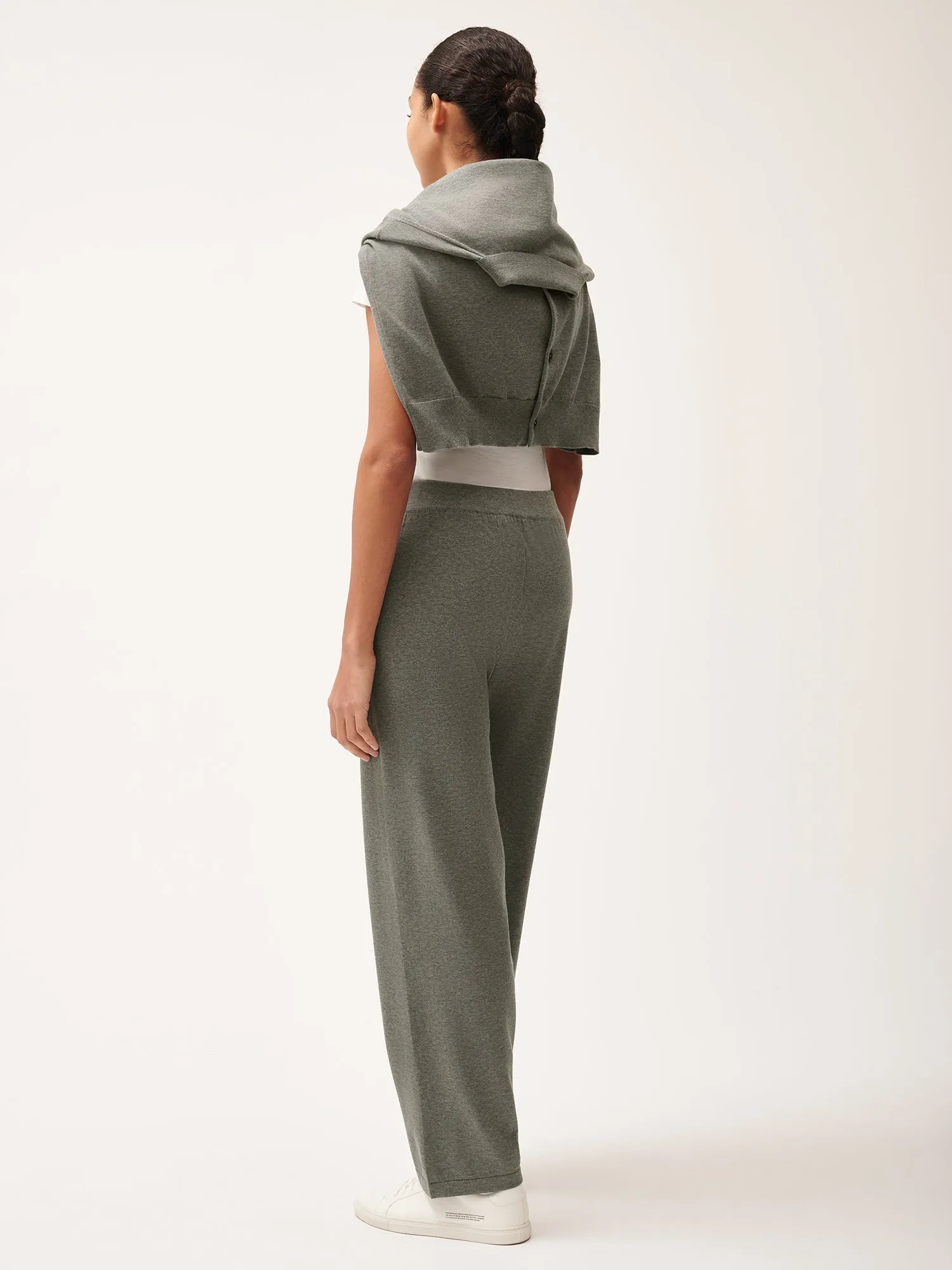 Womens DNA Knitted Straight Leg Track Pants—grey marl