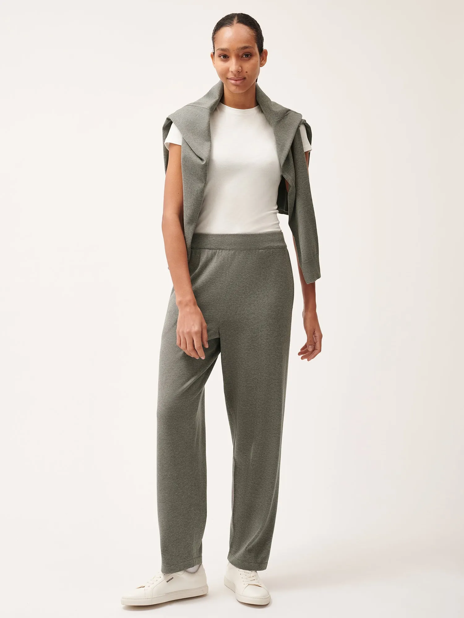 Womens DNA Knitted Straight Leg Track Pants—grey marl