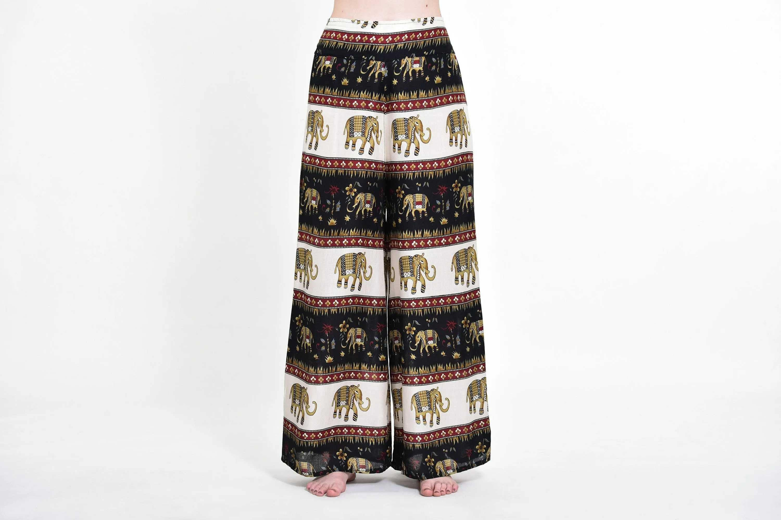 Womens Elephant Bliss Palazzo Pants in Black