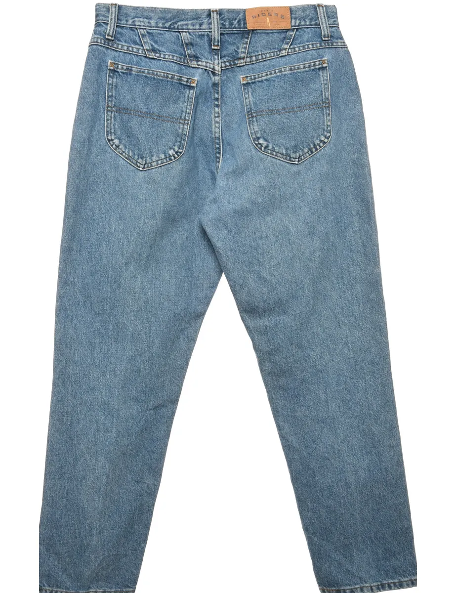 Zip Front Medium Wash Tapered Jeans - W32 L30