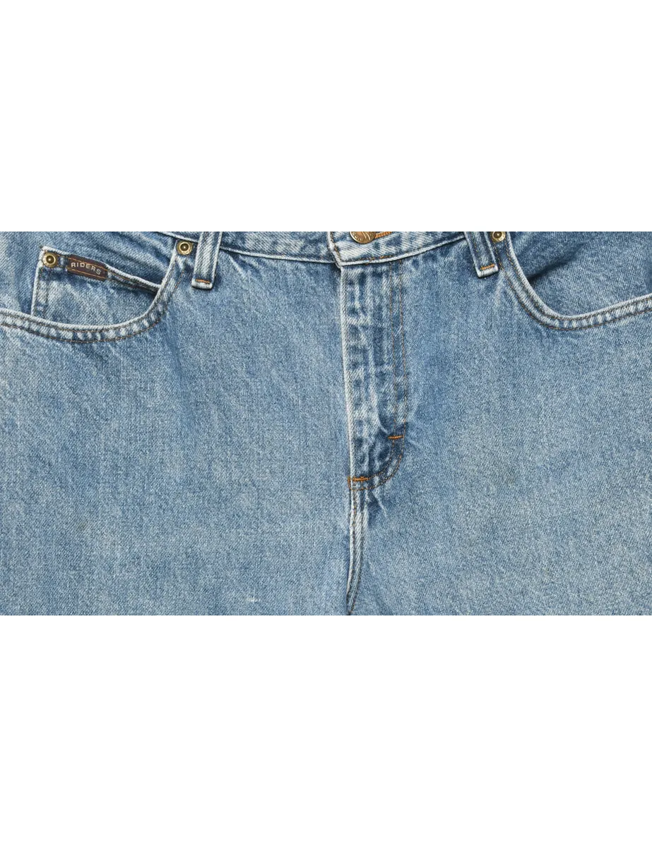Zip Front Medium Wash Tapered Jeans - W32 L30