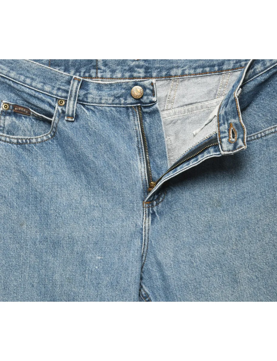Zip Front Medium Wash Tapered Jeans - W32 L30
